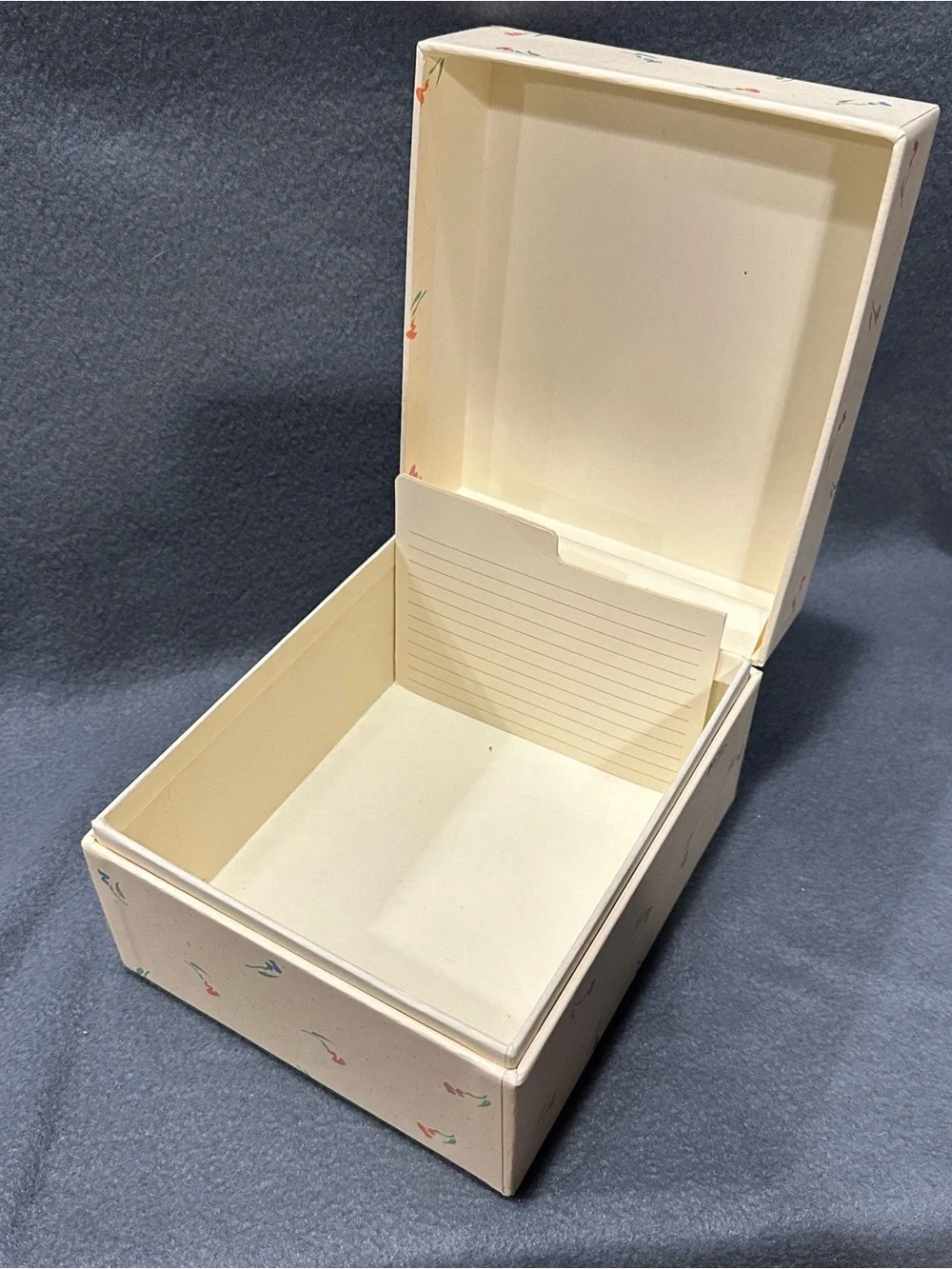 Cottagecore Cream Decorative Keepsake Recipe Storage Box with Floral Accents